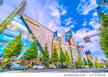 Tokyo cityscape in Japan: Akihabara bustling with foreign tourists (Asian, Chinese, Korean, etc.) Tokyo cityscape in Japan: Akihabara bustling with foreign tourists (Asian, Chinese, Korean, etc.) 117140548