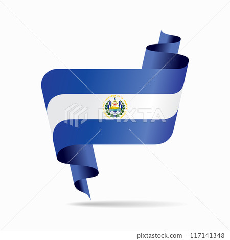 El Salvadoran flag wavy ribbon background. Vector illustration. El Salvadoran flag wavy ribbon background. Vector illustration. 117141348
