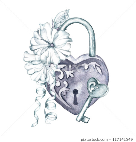 A heart-shaped castle decorated with flowers. A wedding attribute for observing traditions. A hand-drawn watercolor illustration. Isolate it. A symbol of continuity. For invitations and greeting cards A heart-shaped castle decorated with flowers. A wedding attribute for observing traditions. A hand-drawn watercolor illustration. Isolate it. A symbol of continuity. For invitations and greeting cards 117141549
