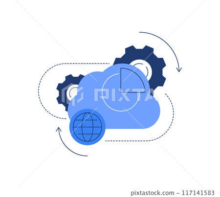 Cloud computing concept,cloud server,device data exchange and file synchronization concept 117141583