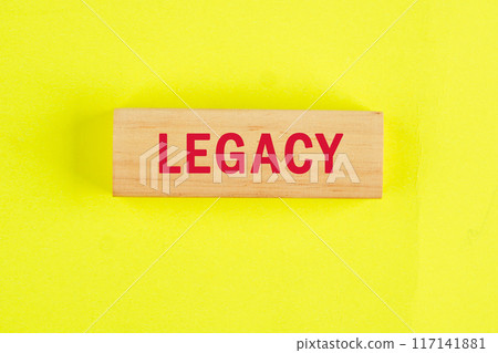 Legacy written a conceptual phrase on the wooden blocks, top view Legacy written a conceptual phrase on the wooden blocks, top view 117141881