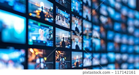 Video wall showing security camera footage for safety and surveillance 117142161