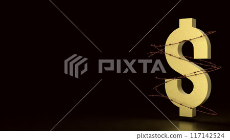 The Dollar and barbed wire for Business concept 3d rendering. The Dollar and barbed wire for Business concept 3d rendering. 117142524