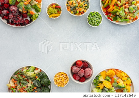 Frozen vegetables and berries Frozen vegetables and berries 117142649