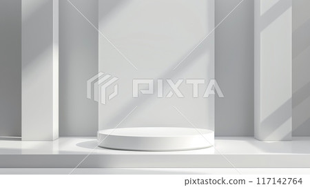 White Podium, Minimal Abstract Background, Modern Web Award Stage, AI Created 117142764