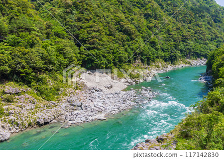 德島縣三好市大步危峽谷，翠綠清澈的溪流和美麗的山谷 117142830
