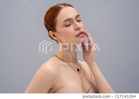 Portrait of a beautiful young woman with bare shoulders Portrait of a beautiful young woman with bare shoulders 117143264