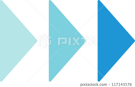 Light blue triple triangular arrow vector illustration Light blue triple triangular arrow vector illustration 117143576