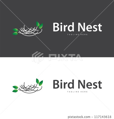Bird's Nest Logo, Simple Bird House Illustration Templet Design Vector 117143618