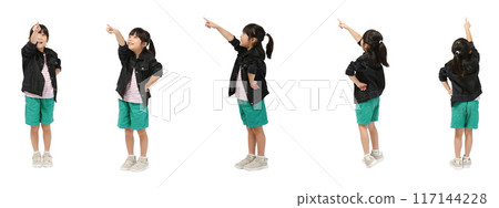 Elementary school girl full body cutout Elementary school girl full body cutout 117144228