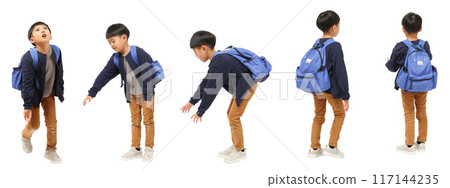 背包小學男孩全身人物剪紙素材 117144235
