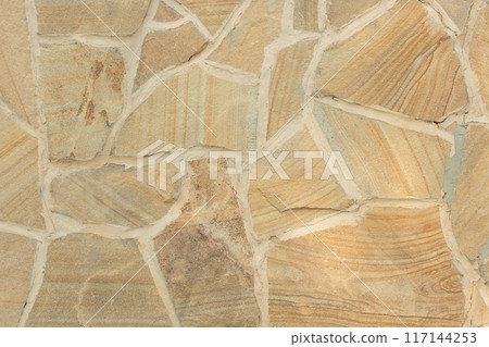 Stone abstract yellow pattern floor tile wall texture rough background structure coarse 117144253