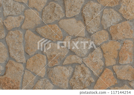 Yellow Sandstone Abstract Stone Rough Solid Pattern Floor Tile Surface Texture Wall Background Grunge Flooring Coarse 117144254