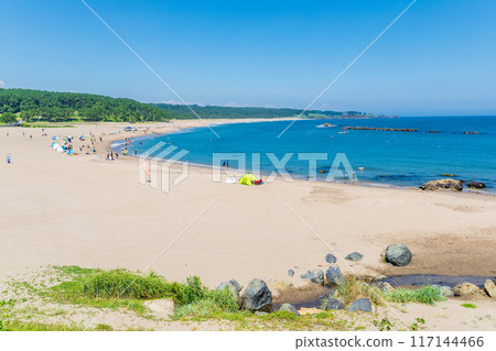 "Aomori Prefecture" Blue skies and Shirahama Beach and Tanesashi Coast, Hachinohe City 117144466