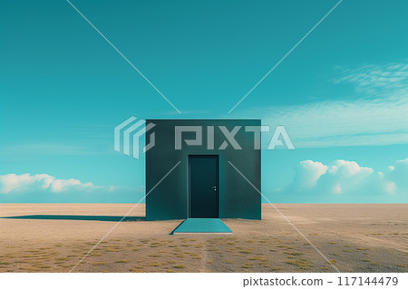 簡單的黑色建築AI生成圖像 117144479