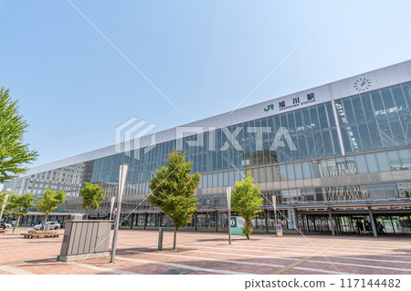 Asahikawa City, Hokkaido: The gateway to Asahikawa: JR Asahikawa Station (North Exit) on a clear day 117144482
