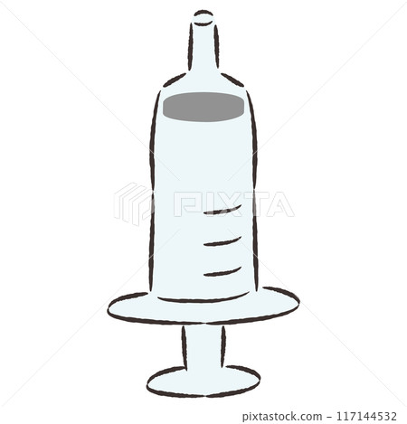 Simple hand drawn illustration of a syringe Simple hand drawn illustration of a syringe 117144532