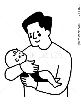 Smiling father holding his baby_2 Smiling father holding his baby_2 117144630