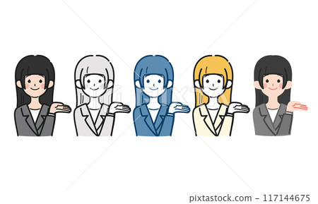 Simple and cute full-body vector illustration of a working woman, OL, suit 117144675