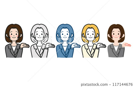 Simple and cute full-body vector illustration of a working woman, OL, suit 117144676