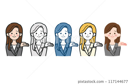 Simple and cute full-body vector illustration of a working woman, OL, suit 117144677