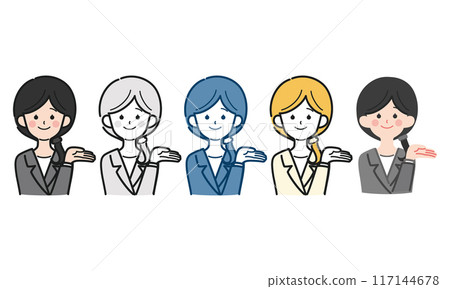 Simple and cute full-body vector illustration of a working woman, OL, suit 117144678