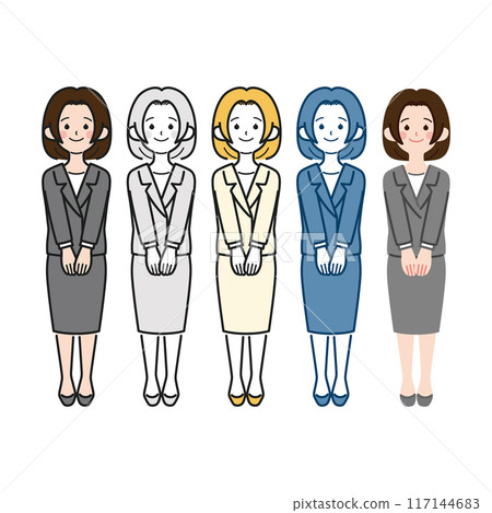Simple and cute full-body vector illustration of a working woman, OL, suit 117144683