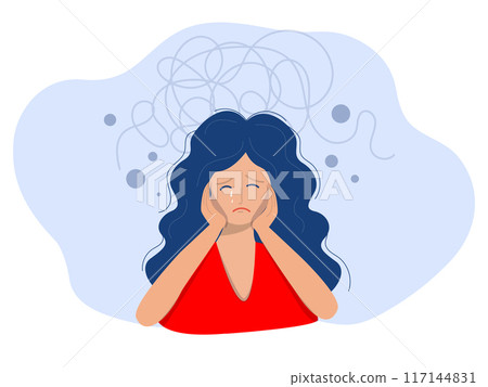 Apathy and depression is a concept,woman who suffers from mental health diseases, Apathy and depression is a concept,woman who suffers from mental health diseases, 117144831