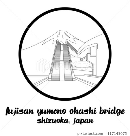 Circle Icon Fujisan Yumeno Ohashi Bridge. Vector illustration Circle Icon Fujisan Yumeno Ohashi Bridge. Vector illustration 117145075