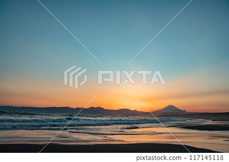 Fuji at sunset as seen from Shonan Coast Fuji at sunset as seen from Shonan Coast 117145118