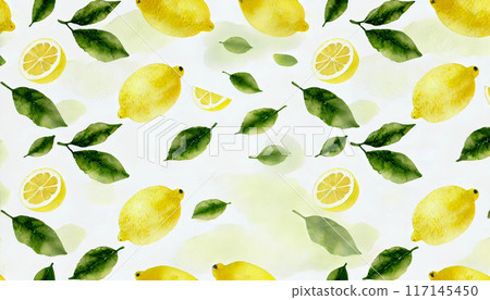 新鮮檸檬背景水彩風格 117145450