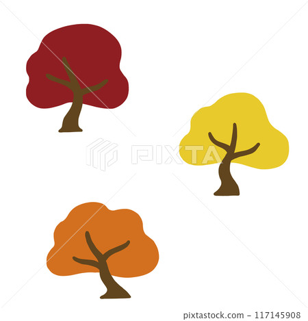 Flat illustration of trees with autumn leaves Flat illustration of trees with autumn leaves 117145908