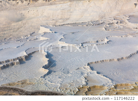 Travertines mountains of Pamukkale in Turkey. 117146222