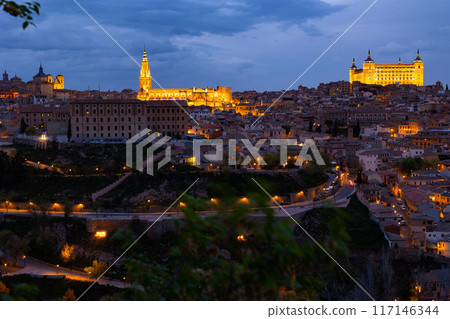 Evening photo of Toledo, Castilla-La Mancha, Spain Evening photo of Toledo, Castilla-La Mancha, Spain 117146344