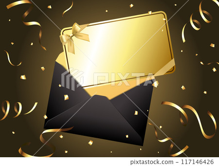 信封和優惠券插圖(黑色/金色) 信封和優惠券插圖(黑色/金色) 117146426