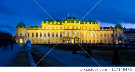 Illuminated Vienna's Belvedere at night Illuminated Vienna's Belvedere at night 117146476