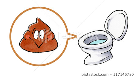 Poop character and toilet bowl 117146780