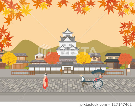 Autumn scenery of the castle town 117147461