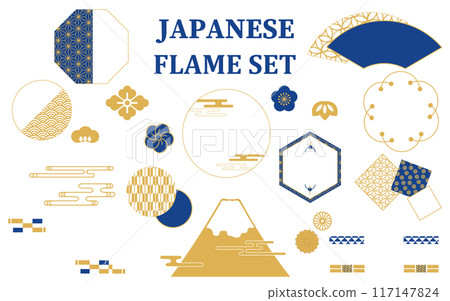 Japanese pattern material: Arrangement illustration set 117147824