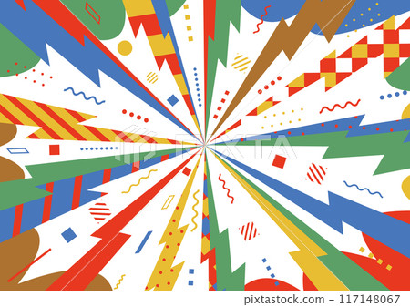 Retro colorful geometric concentrated line background 117148067