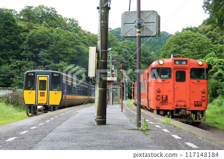 [JR West] Kiha 187 Series "Super Oki" and Kiha 40 Series (Yamaguchi Line: Niho Station) 117148184