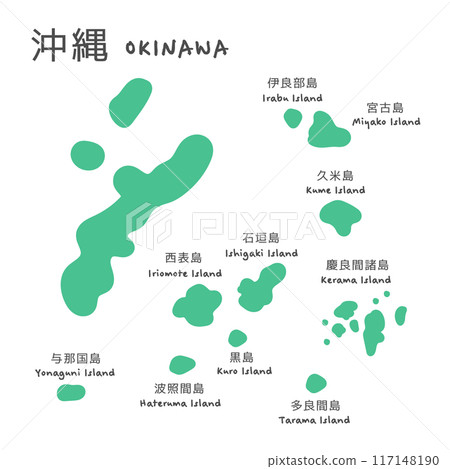 簡單的日本沖繩地圖島圖 117148190