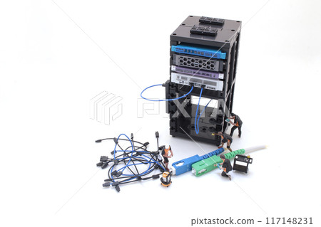 the mini Engineer working with Severs computer 117148231