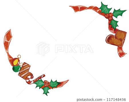 Watercolor Christmas frame illustration material for adults 117148436