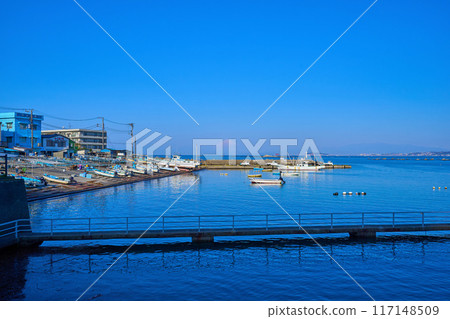 Manase Fishing Port in Hayama Town, Miura County, Kanagawa Prefecture, where you can see Mt. Fuji Manase Fishing Port in Hayama Town, Miura County, Kanagawa Prefecture, where you can see Mt. Fuji 117148509
