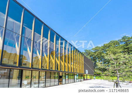 Mihoshirube Matsubara Cultural Creation Center, Passageway, Cypress structural laminated wood, Open, Miho no Matsubara Mihoshirube Matsubara Cultural Creation Center, Passageway, Cypress structural laminated wood, Open, Miho no Matsubara 117148685