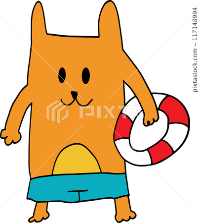 The orange cat drawing cartoon style for sticker or stamp concept The orange cat drawing cartoon style for sticker or stamp concept 117148994