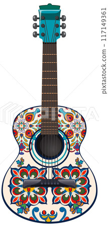 Colorful Mexican Guitar Illustration Colorful Mexican Guitar Illustration 117149361
