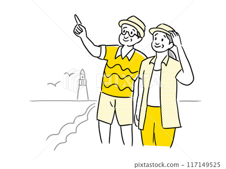 Senior couple having fun at the beach 117149525