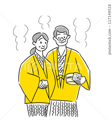 Senior couple on a hot spring trip 117149528